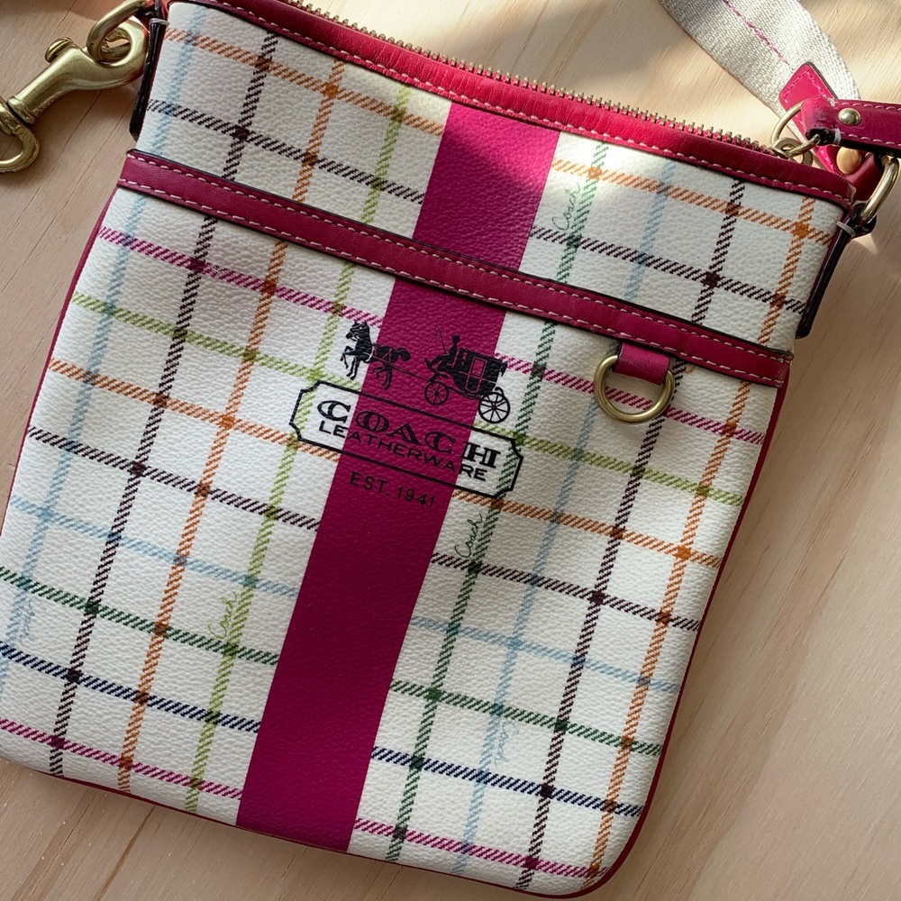 Auth Coach Tattersall Crossbody Messenger Bag
